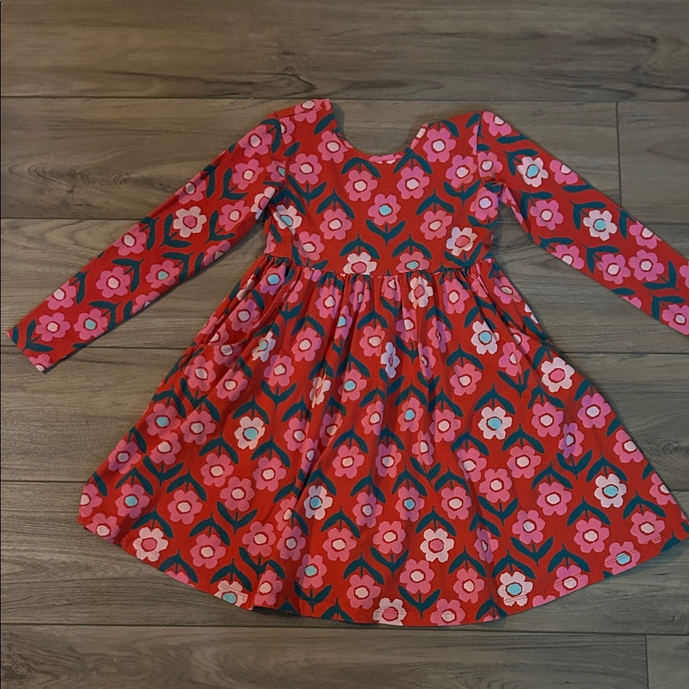 Hanna Andersson Red and White Pleated A-Line Sundress